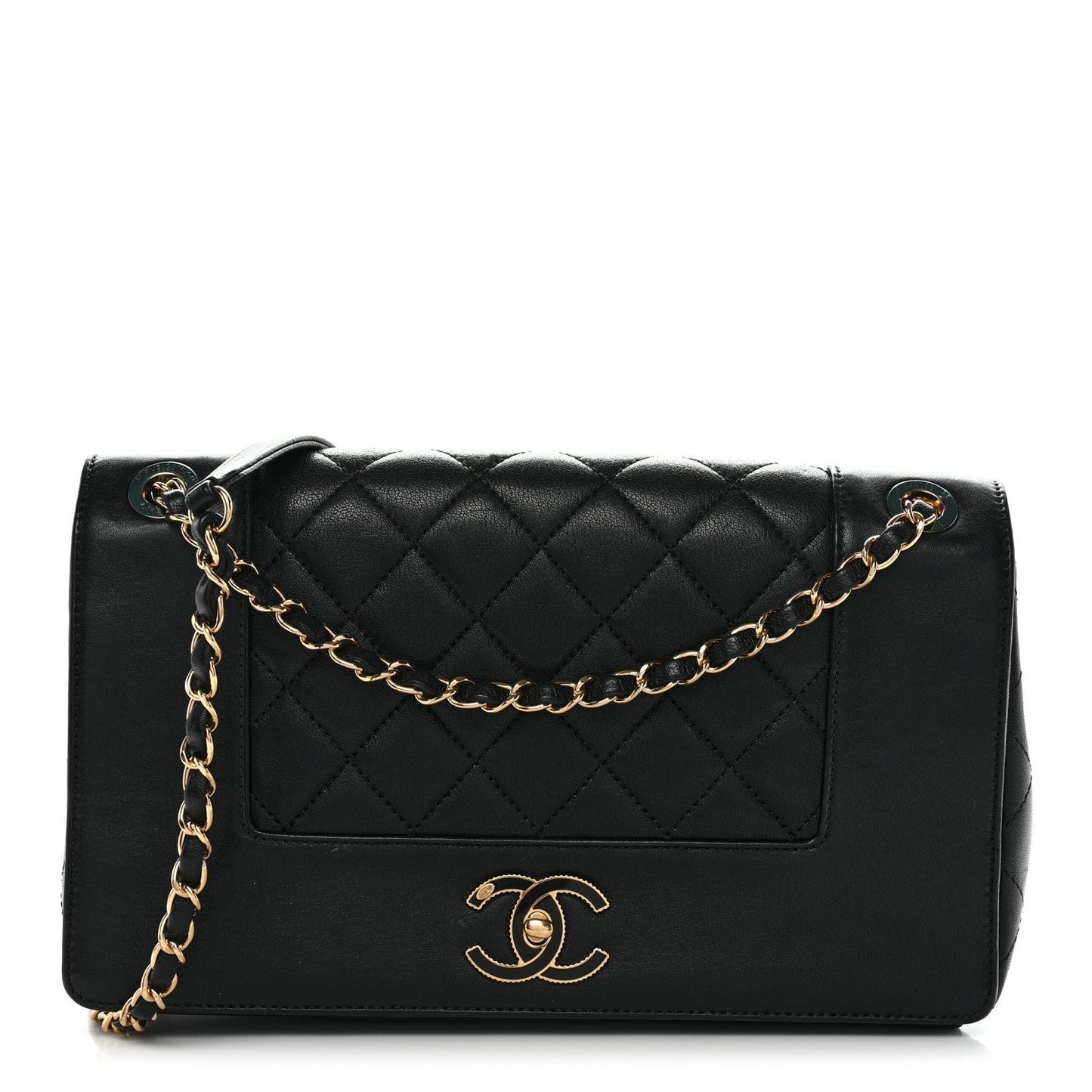 Sheepskin Quilted Vintage Mademoiselle Flap Black