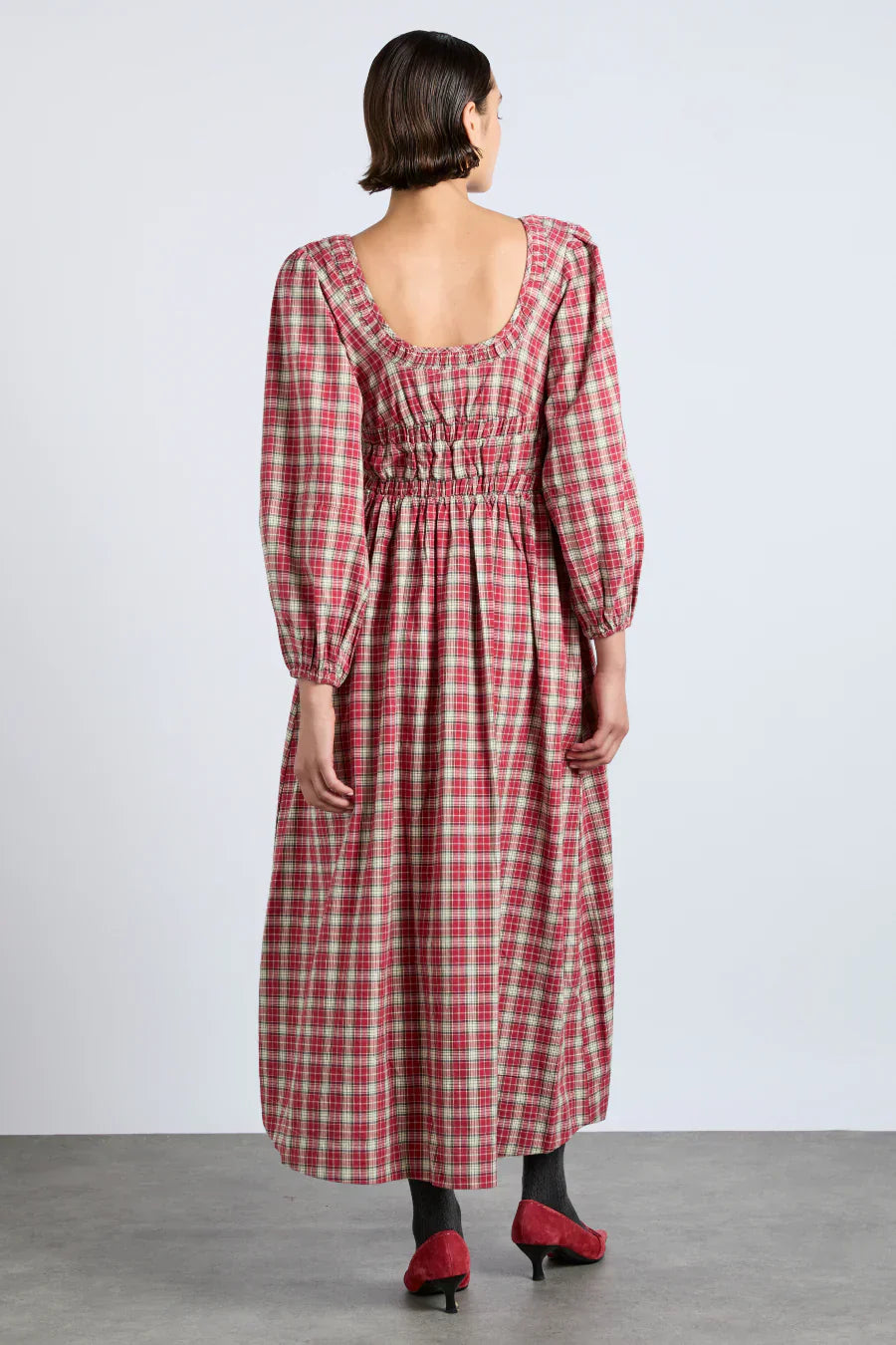 Dakota Bow Midi Dress - Tartan