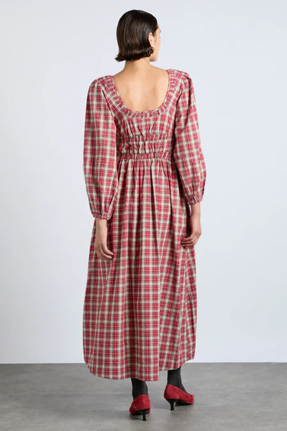 Dakota Bow Midi Dress - Tartan