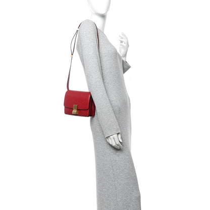 Smooth Calfskin Small Classic Box Flap Bag Red