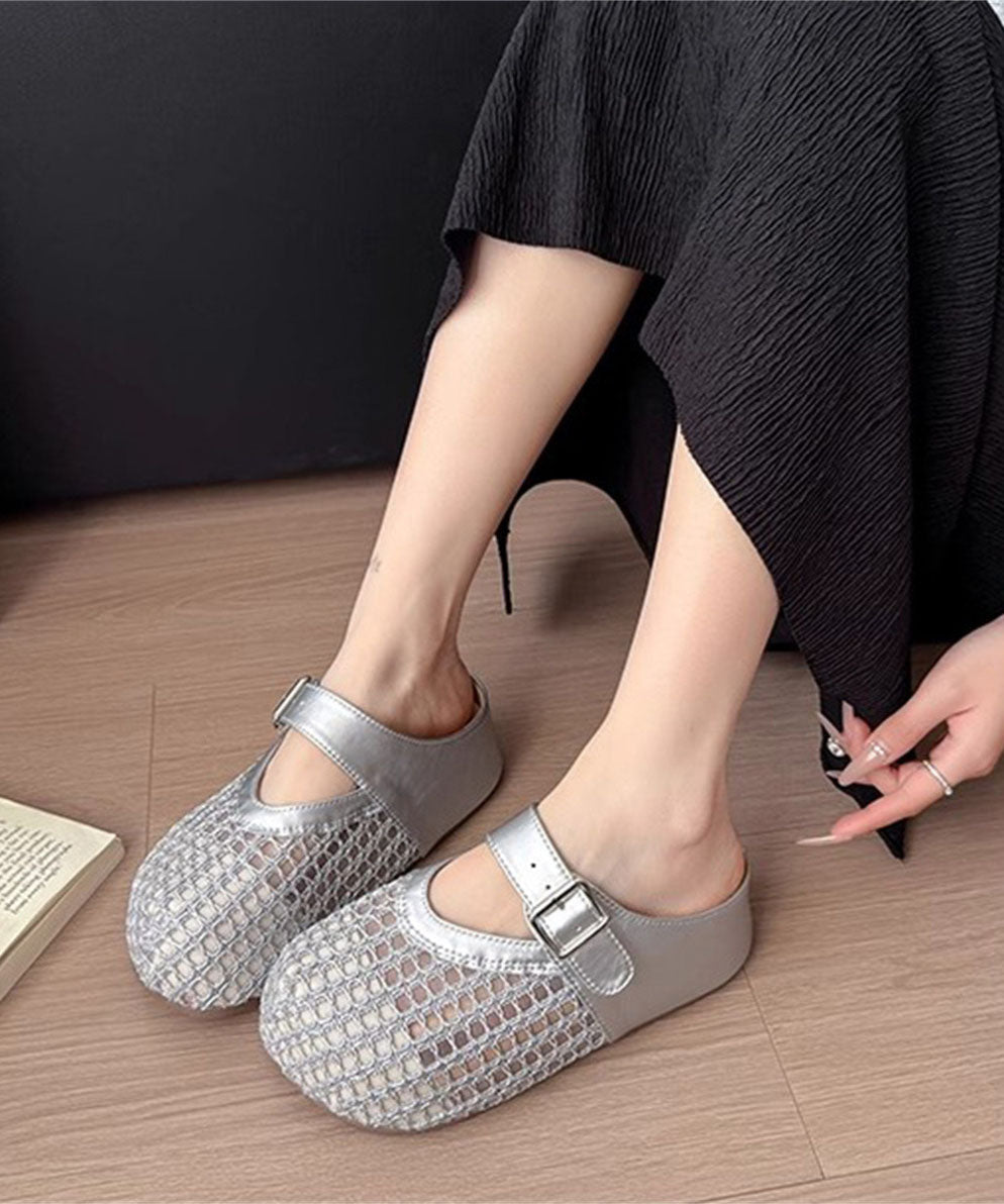 Brown Platform Faux Leather Fashion Splicing Slide Sandals