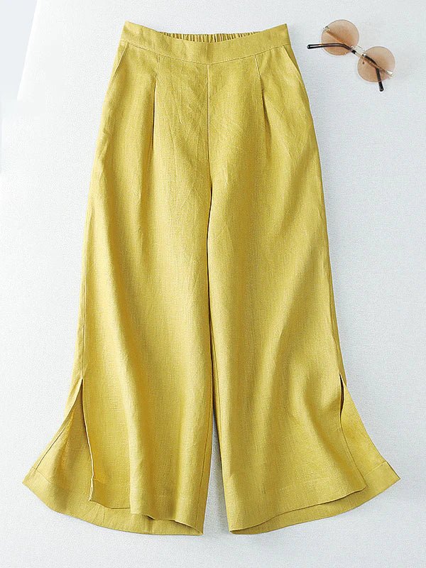 Loose Linen High Waist Slim Straight Pants