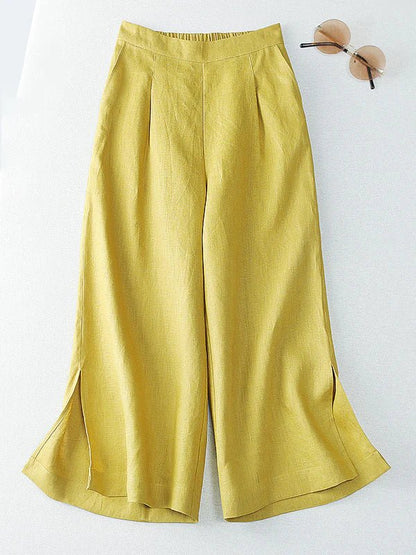 Loose Linen High Waist Slim Straight Pants