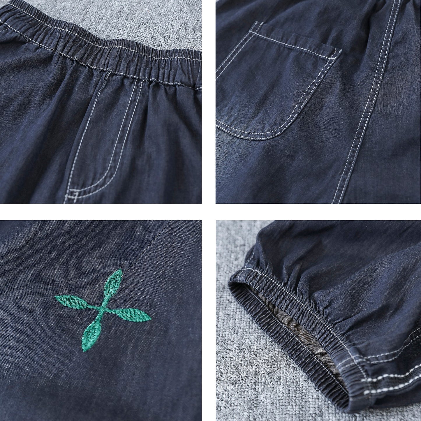 Summer Retro Embroidery Cotton Jeans