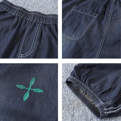 Summer Retro Embroidery Cotton Jeans