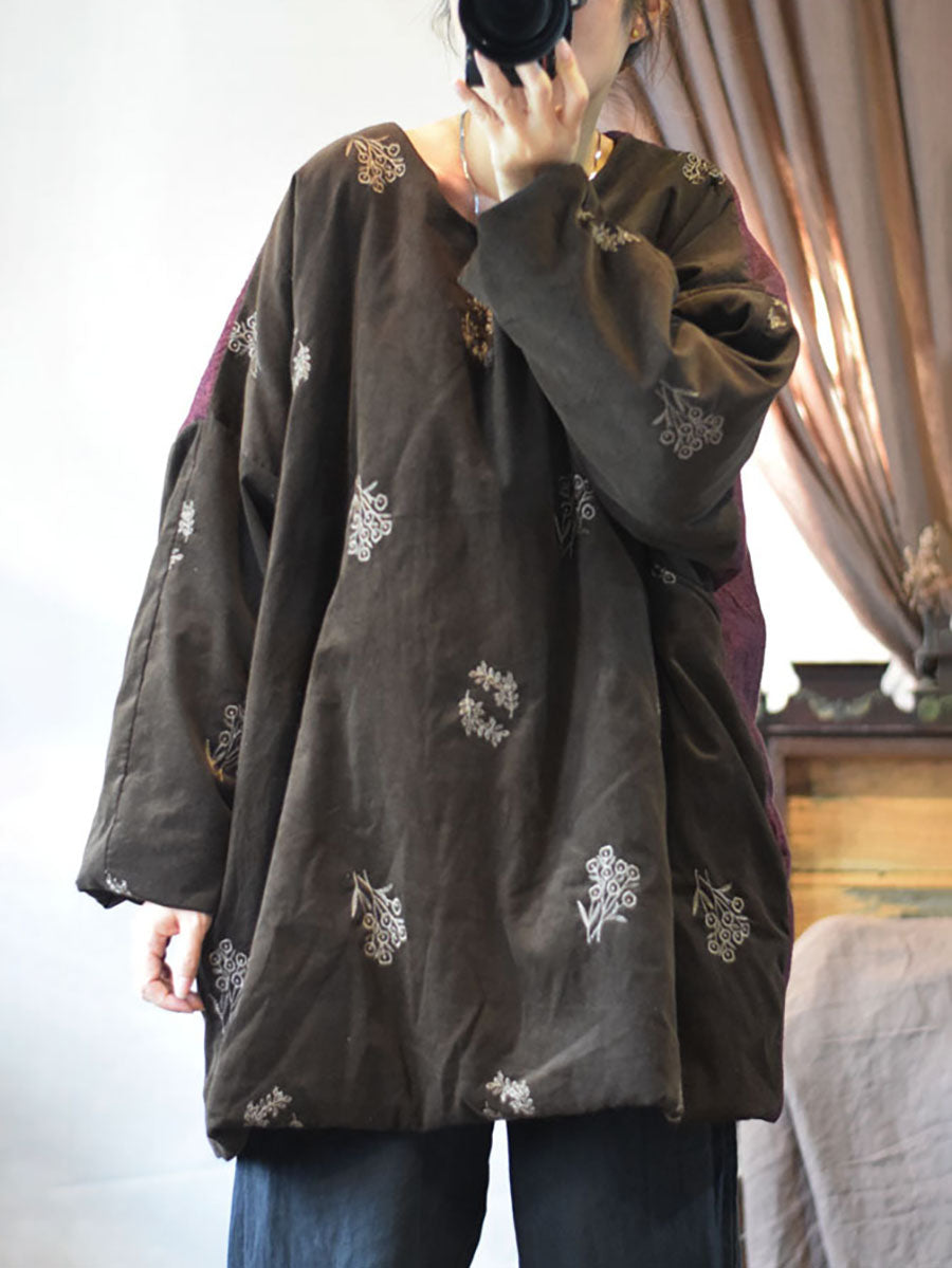 Women Vintage Chinese Style Embroidery AB Side Coat