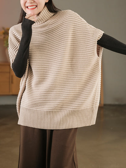 Women Turtleneck Half Sleeve Loose Pullover Sweater