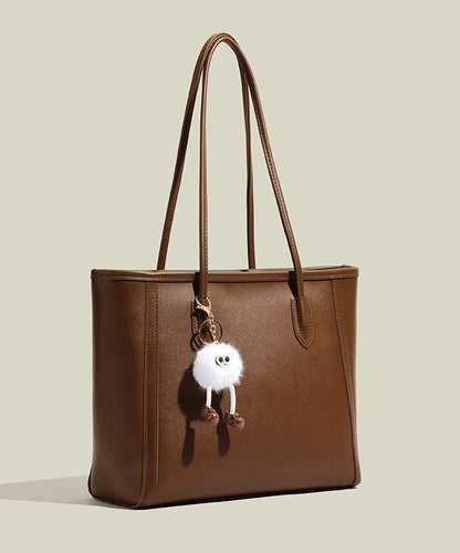 Simple Brown Large Capacity Faux Leather Shoulder Bags
