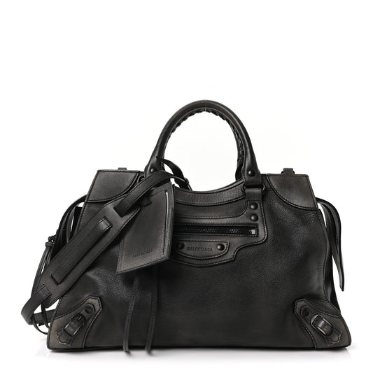 Used Calfskin Black Hardware Neo Classic City Black