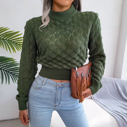 Diamond Cutout Chic Crop Knit Sweater
