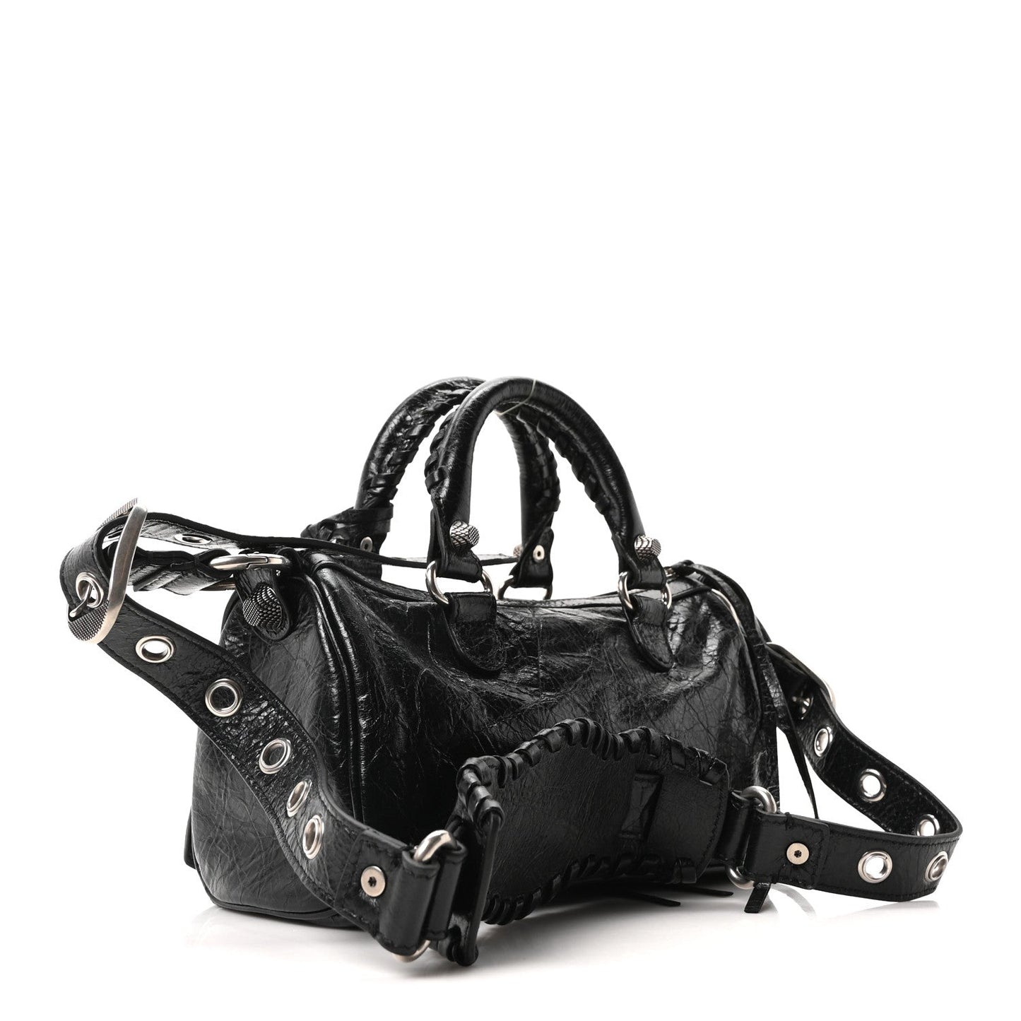 Agneau Arena Mini Le Cagole Duffle Crossbody Bag Black