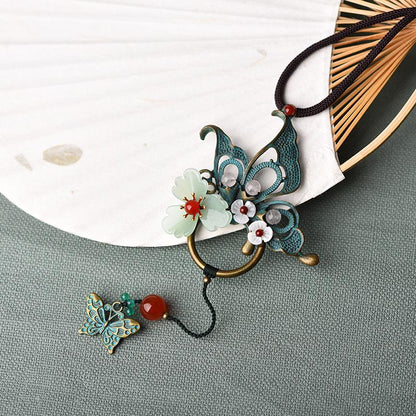 Alloy Butterfly Shell Flower Long Necklace