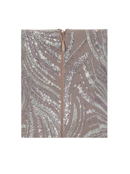 Nancie Apricot Beaded Halter Peplum Ruched Maxi Dress