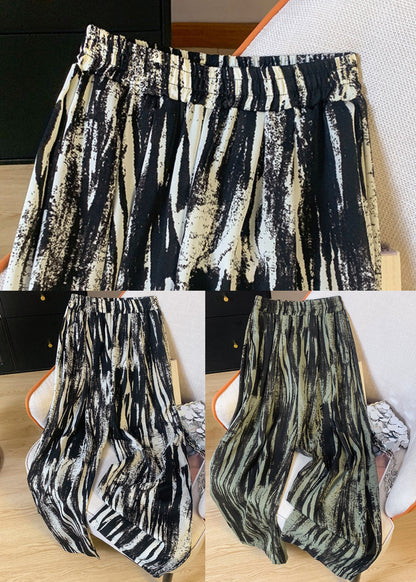 Tea Green Tie Dye Chiffon Wide Leg Pants Spring