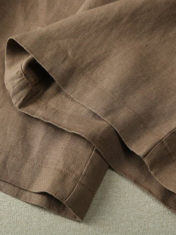 Loose Linen Loose Solid Bowknot Straight Pants