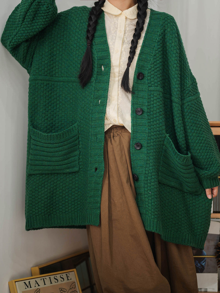 Women Vintage Knitted Sweater Coat