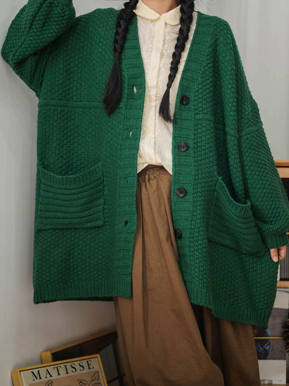 Women Vintage Knitted Sweater Coat