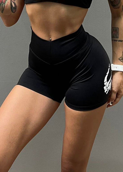 Dynamic Black Print Butt Scrunch Workout Gym Shorts Running Shorts