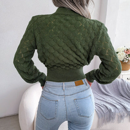 Diamond Cutout Chic Crop Knit Sweater