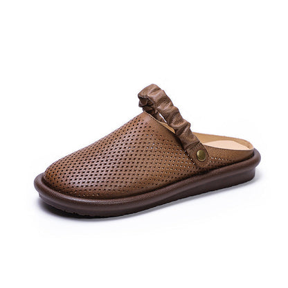 Women Vintage 2022 Hollow Leather Casual Sandals/Slippers
