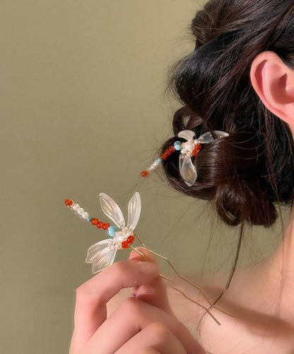 Chinese Style Alloy Turquoise Dragonfly U-Shaped Hairpin