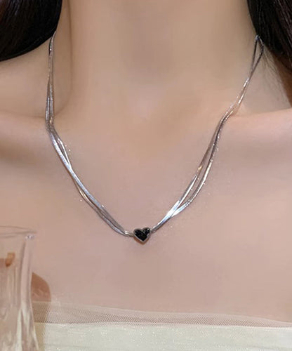 Casual Silk Sterling Silver Double-Layer Pendant Necklace