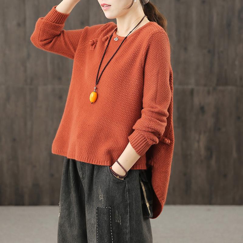 Loose Pullovers Vintage Irregular Sweaters