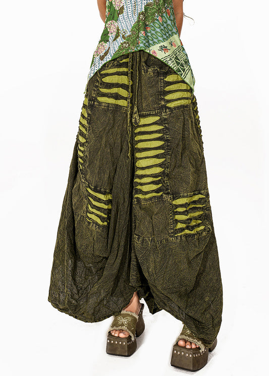 Vintage Green Tie Dye Flower Bud Skirt Summer