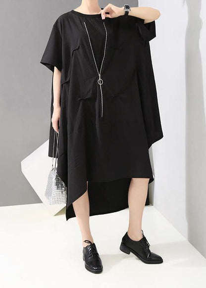 Italian plus size Irregular Cut Loose Round Neck Fashion Dress