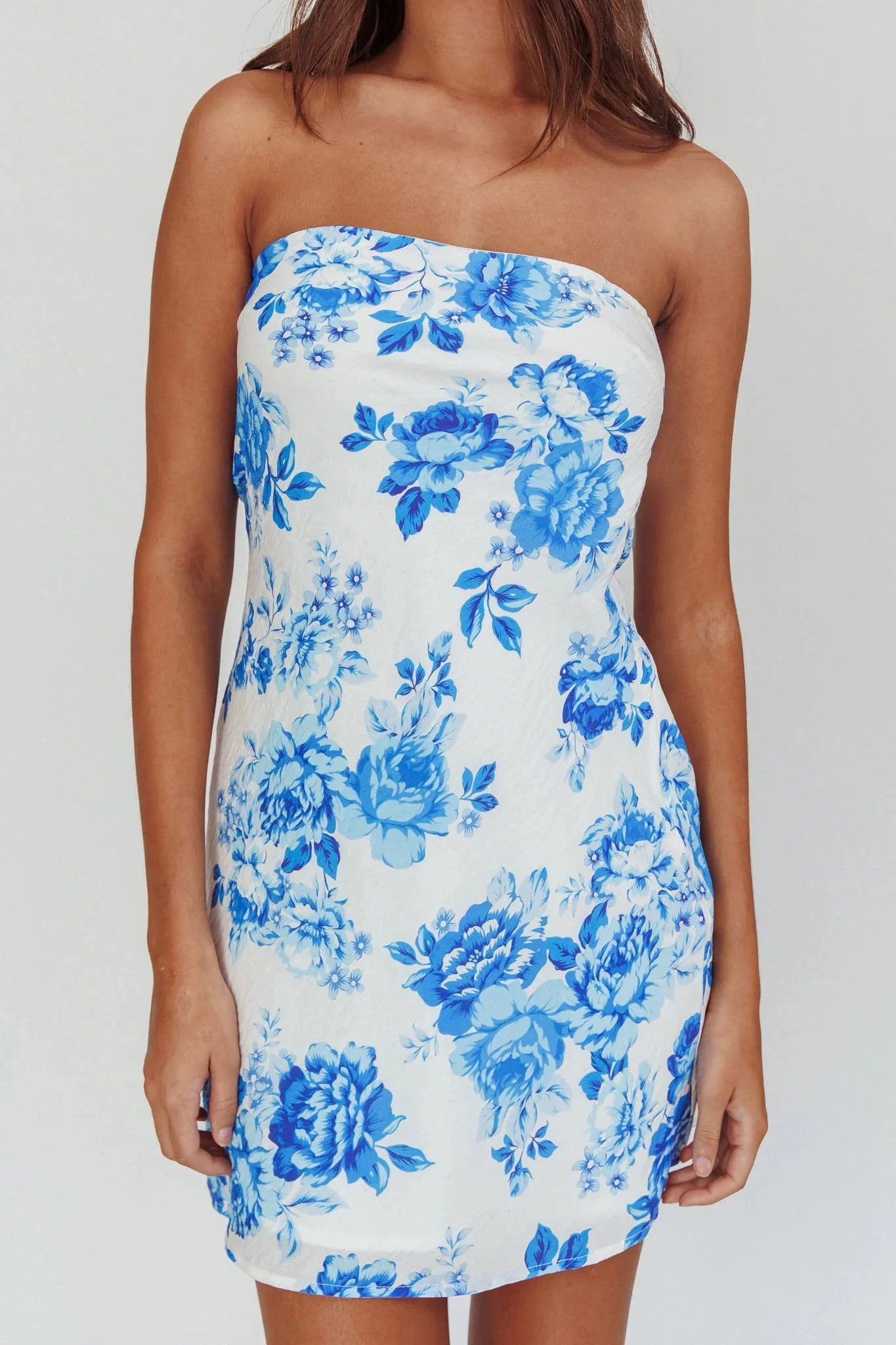 Sorbet Strapless Mini Dress Blue