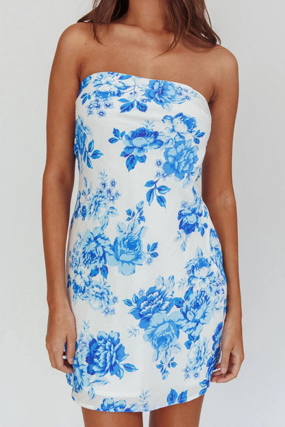 Sorbet Strapless Mini Dress Blue