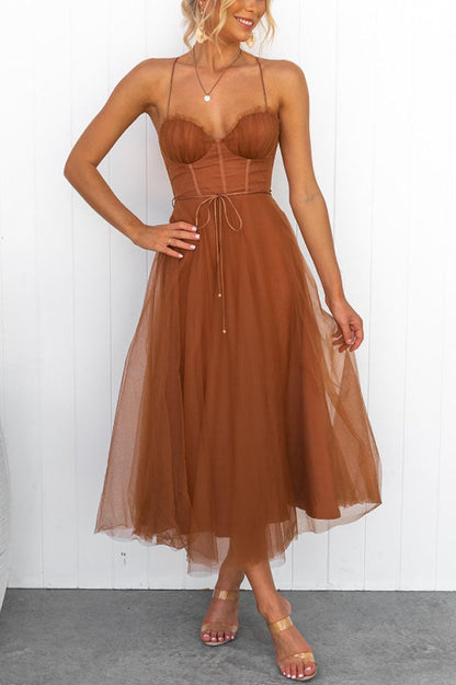 Pink Modern-day Princess Chiffon Suspenders Party Maxi Dress