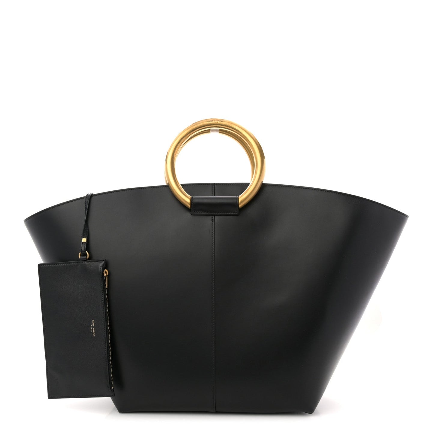 Smooth Calfskin Maxi Trapezoid Shopping Tote Black