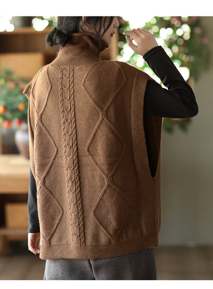Vintage Twist Knit Turtleneck Vest