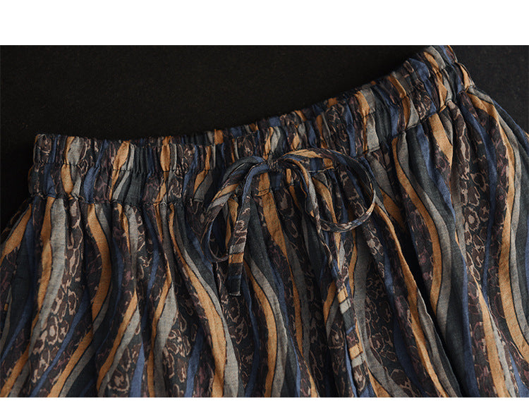 Vintage-Print Elasticated Waist Skirt