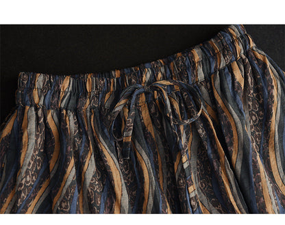 Vintage-Print Elasticated Waist Skirt