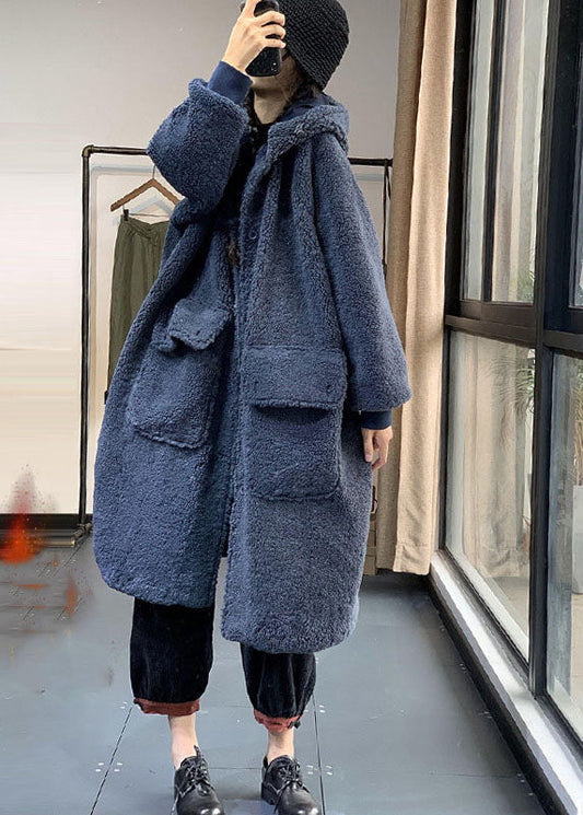 Fashion Coffee Hooded Oversized Teddy Faux Fur Long Coats Winter
