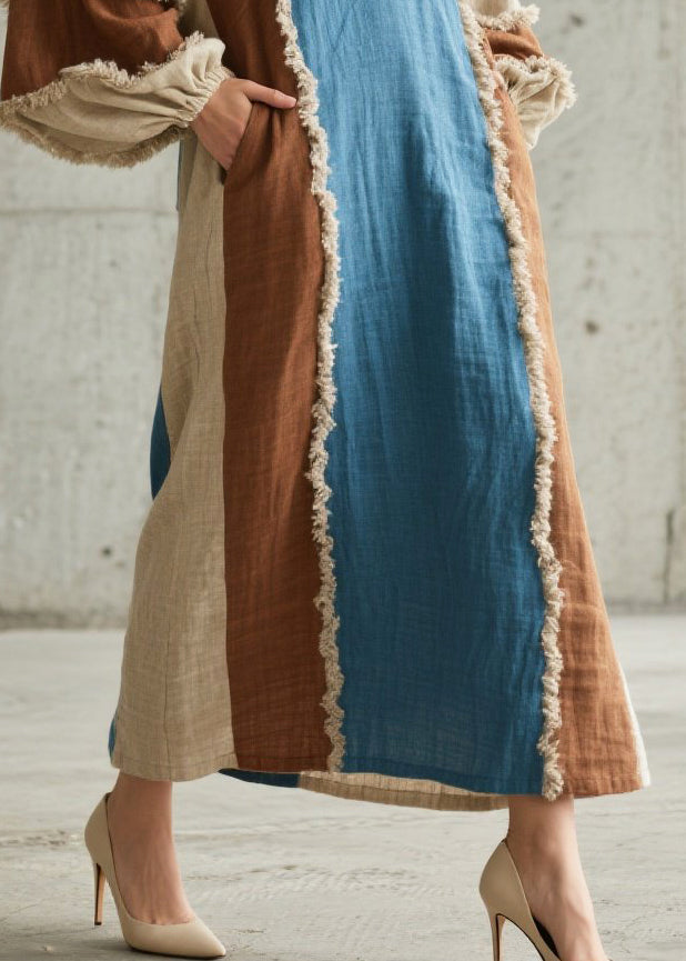 Unique Mixed Color Oversized Patchwork Faux Fur Dress Fall