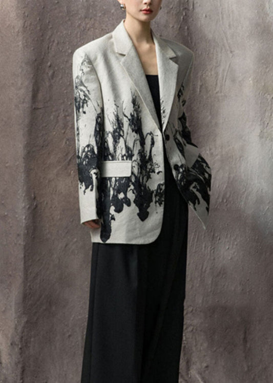 New Peter Pan Collar Print Button Cotton Suit Coats Fall