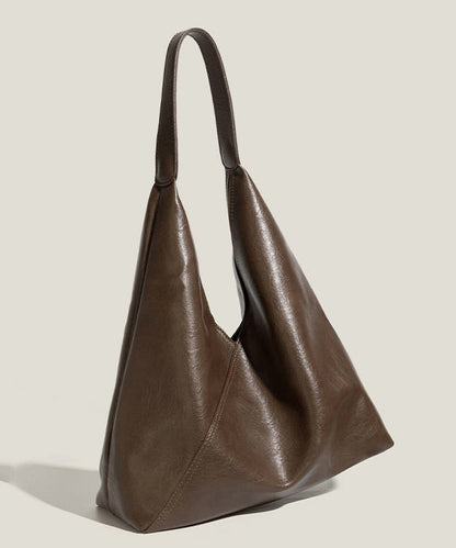 Organic Chocolate Large Capacity Solid Durable Calf Leather Shoulder Bags