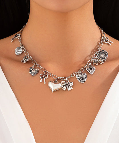 Fashion Silk Sterling Silver Asymmetrical Pendant Necklace