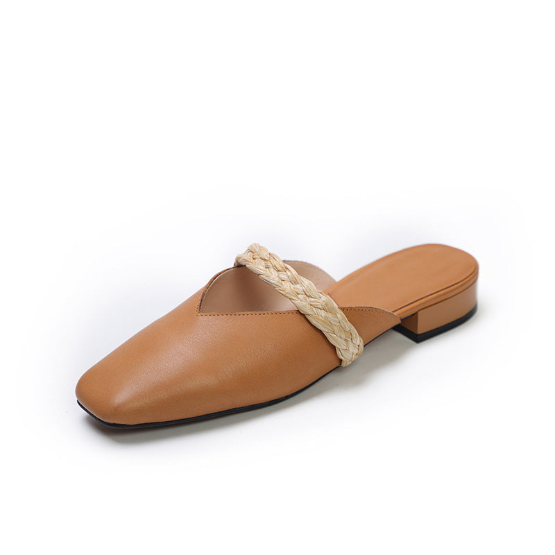 Women Summer Leather Handmde Wedge Slippers