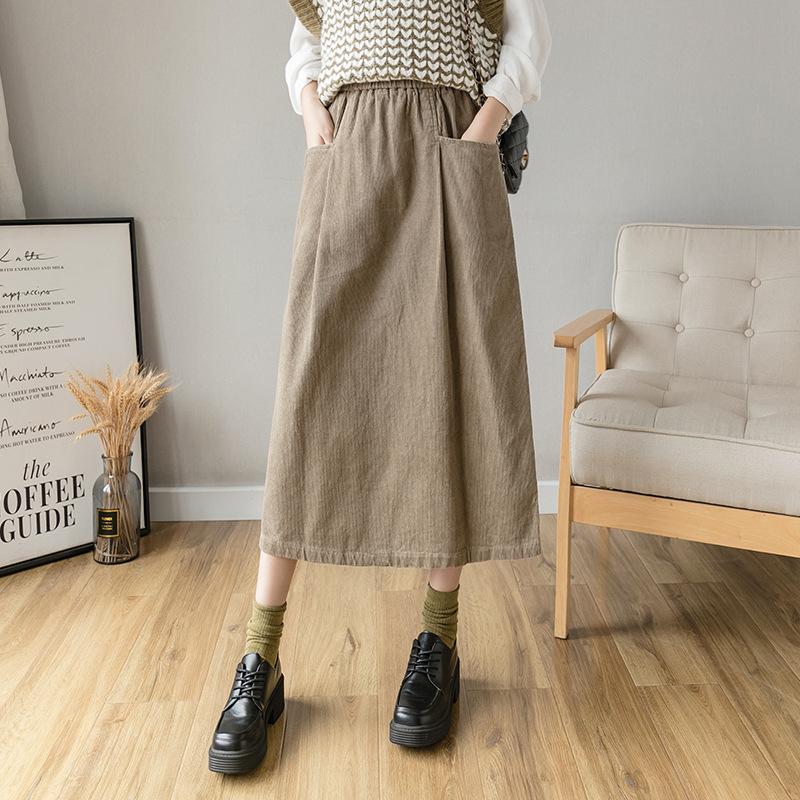 Winter  Retro Corduroy Cotton A-Line Skirt