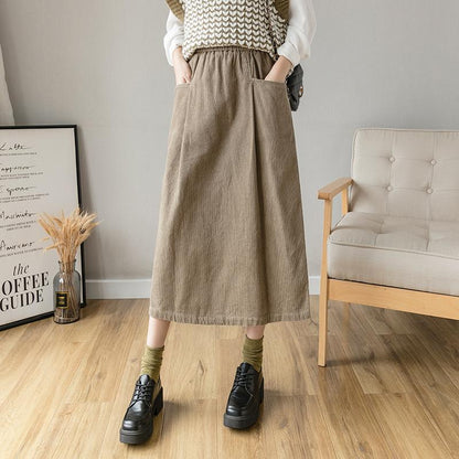 Winter  Retro Corduroy Cotton A-Line Skirt