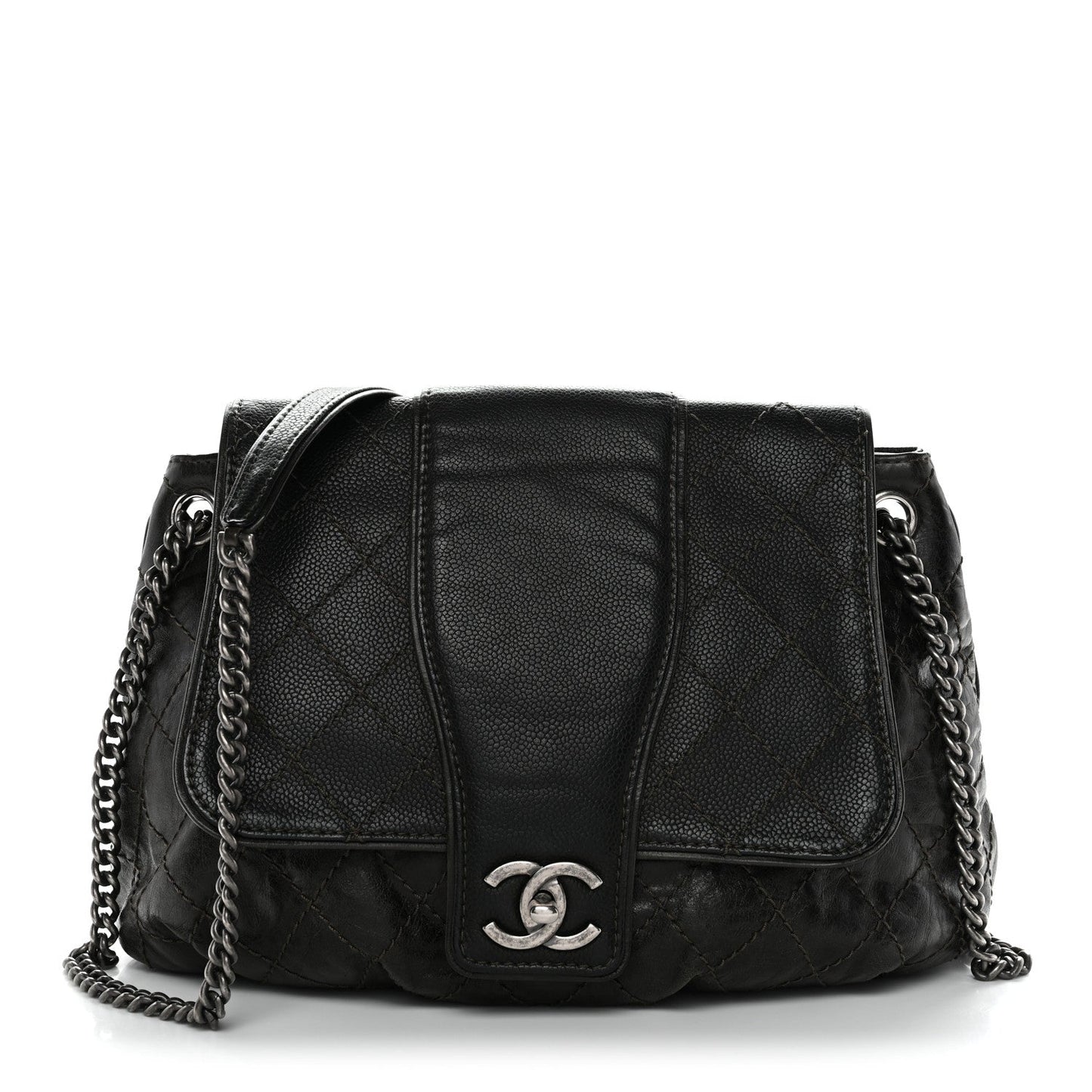 Caviar Aged Calfskin Medium Bubble Graphic Messenger Bag Grey