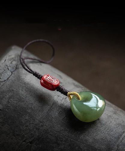 Handmade Brown Weave Jade Ruyi Lock Phone Chains