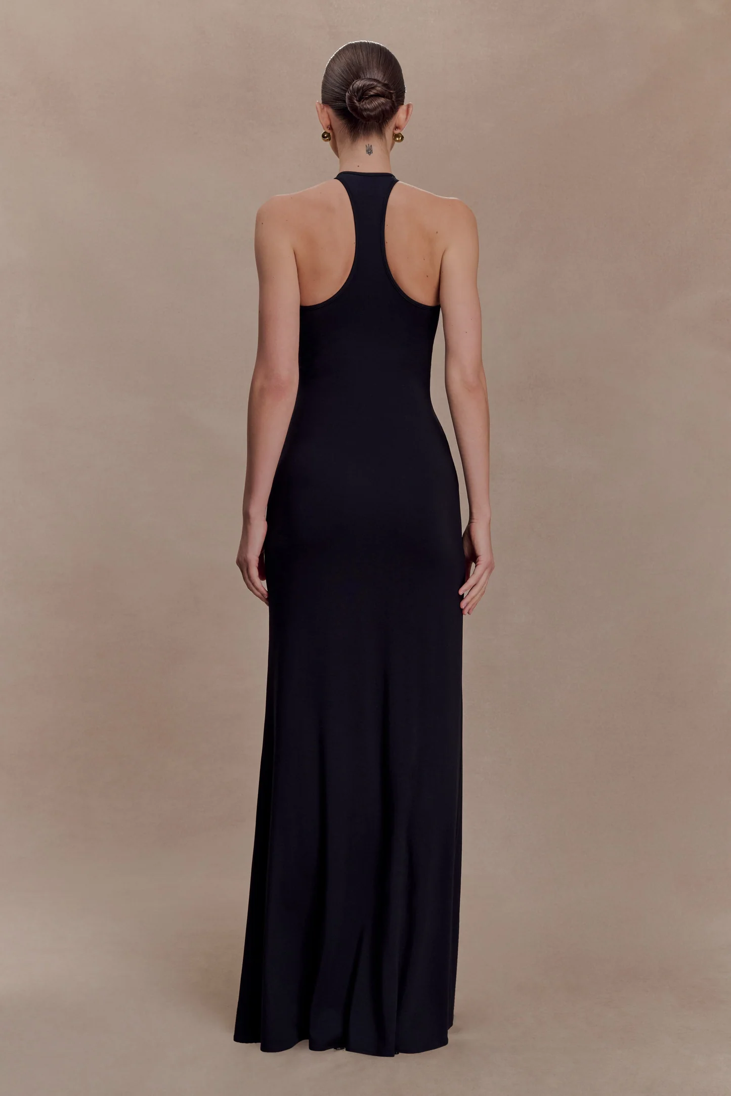 Black Halter Neck Metal Ring Cutout Sleeveless Bodycon Maxi Dress