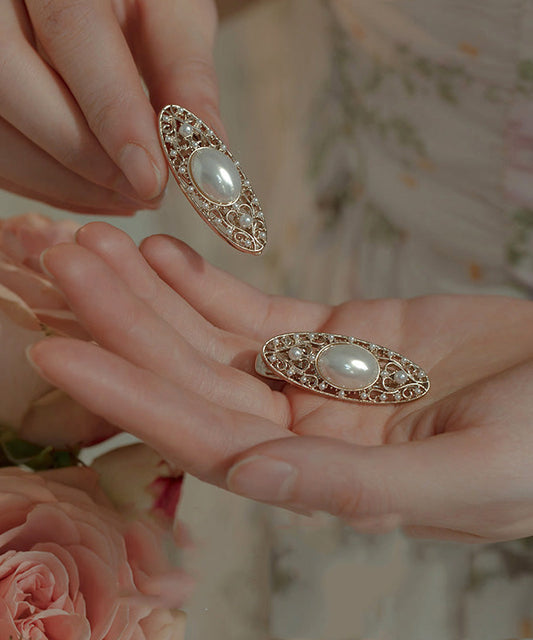 DIY Silk Alloy Hollow Out Pearl Hairpin