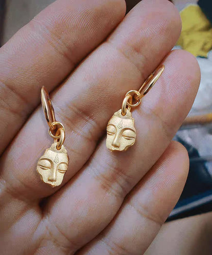 Chinese Style Gold Silver Bianyan Guanyin Earrings