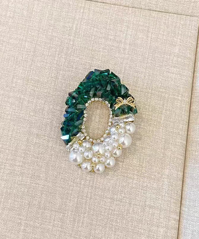 Beautiful Green Copper Zircon Crystal Pearl Brooches